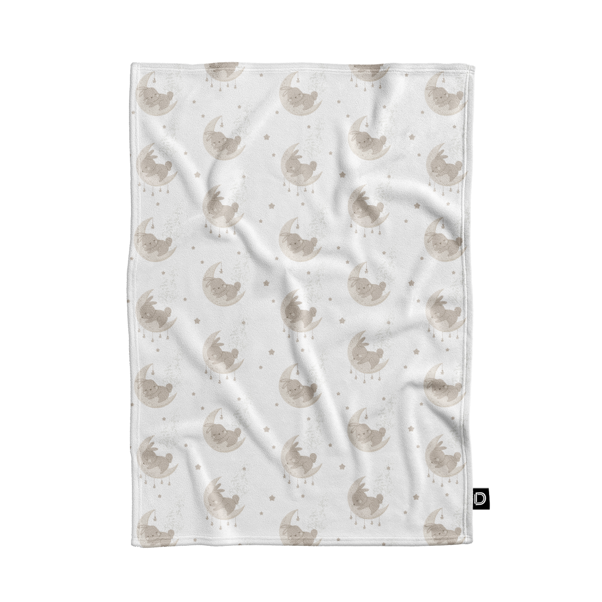 Koc pluszowy dla dzieci BUNNY BLISS wzór D247 | księżycowe zajączki