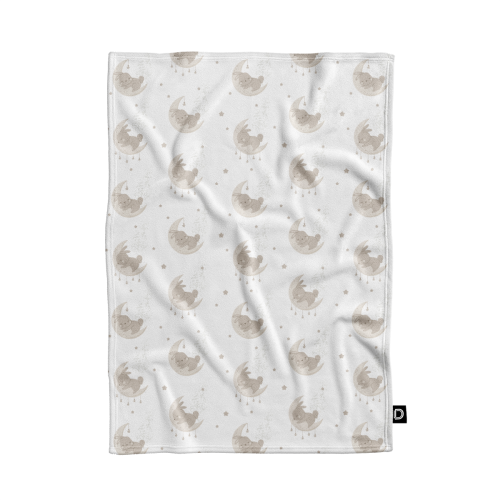 Koc pluszowy dla dzieci BUNNY BLISS wzór D247 | księżycowe zajączki