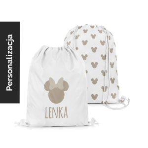 Plecak Worek dla dzieci MICKEY & MINNIE wzór D256 z imieniem | Minnie na białym tle