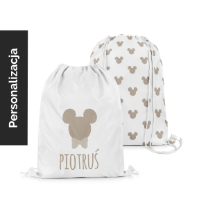 Plecak Worek dla dzieci MICKEY & MINNIE wzór D256 z imieniem | Mickey na białym tle 
