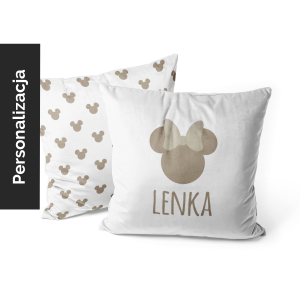 Poduszka dla dzieci MICKEY & MINNIE wzór D256 z imieniem | Minnie na białym tle 