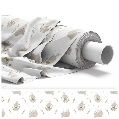 Tkanina BUNNY BLISS wzór D252 | zajączki w gałązkach