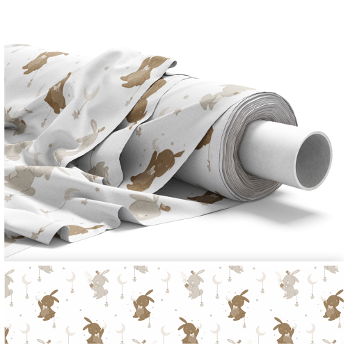 Tkanina BUNNY BLISS wzór D253 | zajączki w gwiazdkach