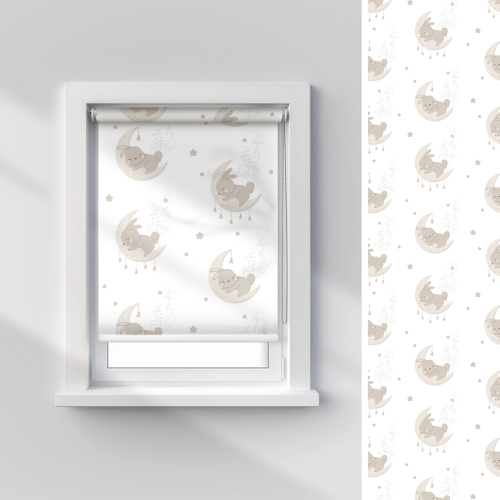 Roleta dla dzieci BUNNY BLISS wzór D247 o wysokości 150 cm | księżycowe zajączki