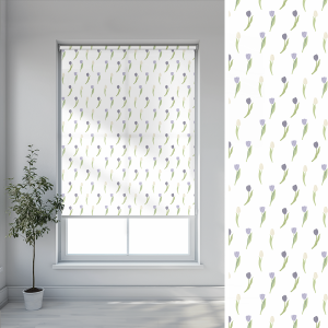 Roleta EASTER wzór EA14 o wysokości 220 cm | fioletowe tulipany