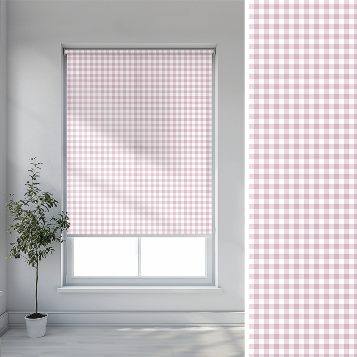 Roleta EASTER wzór EA02 o wysokości 220 cm | różowa kratka