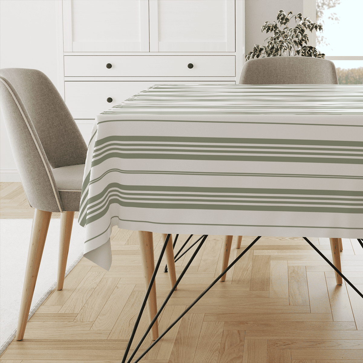 Obrus SUMMER wzór SM45 | pasy szarozielone mieszane