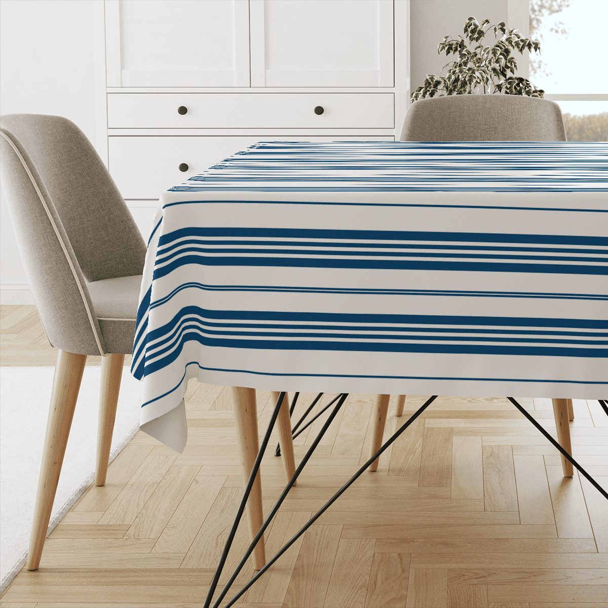 Obrus SUMMER wzór SM47 | pasy granatowe mieszane