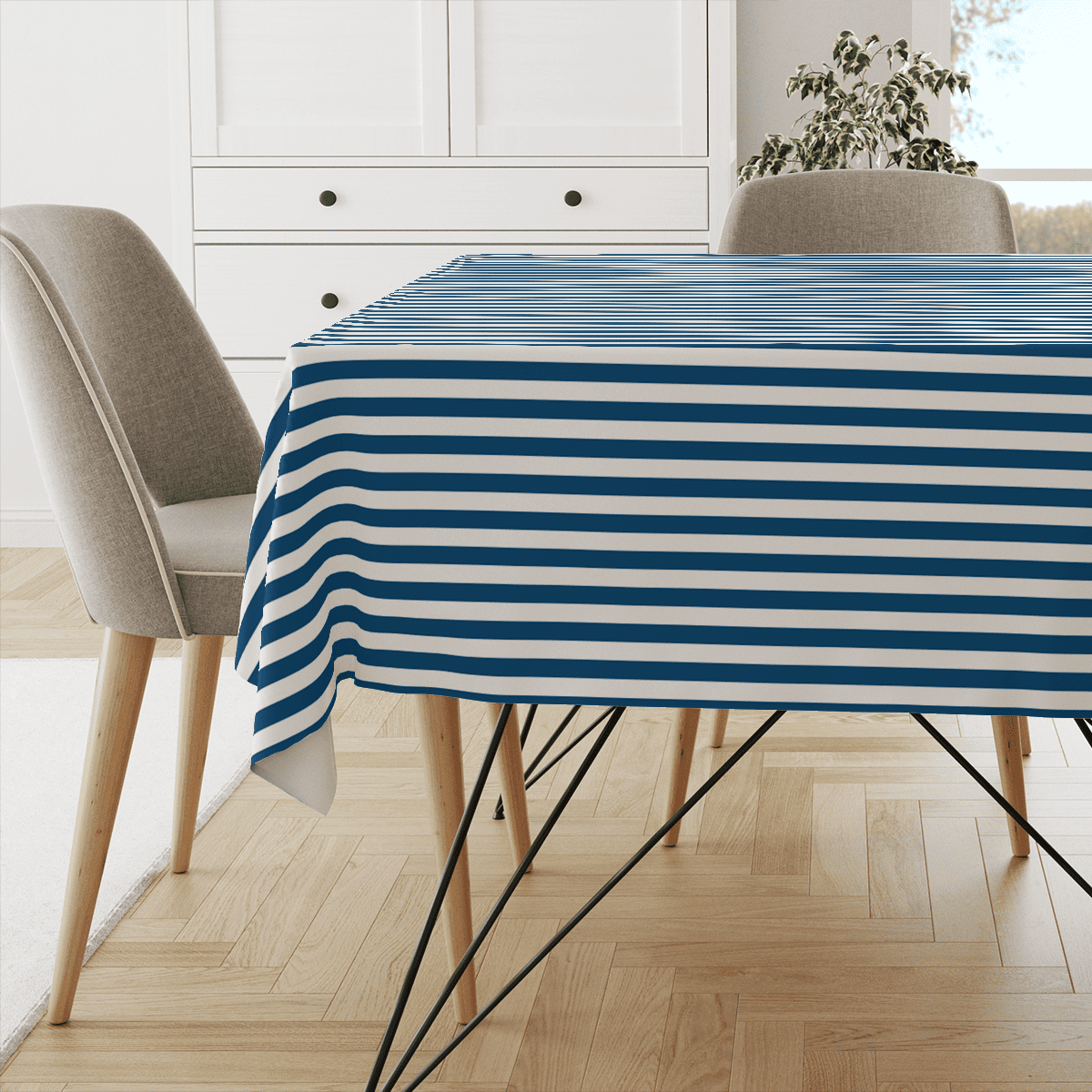 Obrus SUMMER wzór SM53 | pasy granatowe wąskie