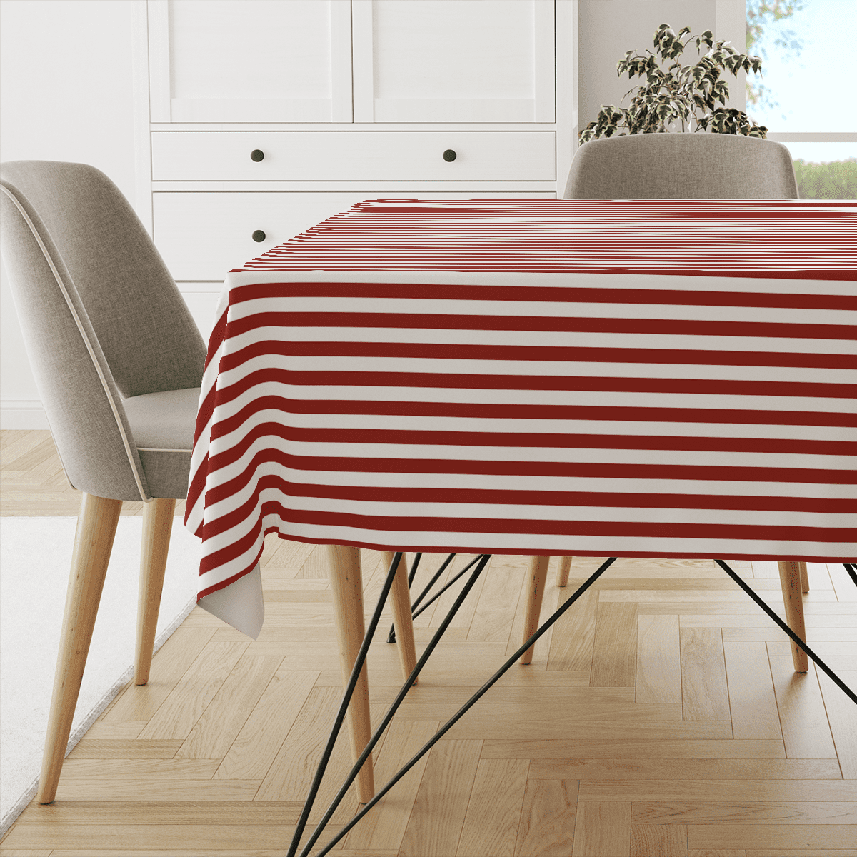 Obrus SUMMER wzór SM55 | pasy czerwone wąskie