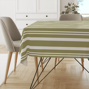 Obrus SUMMER wzór SM56 | pasy oliwkowe przeplatane
