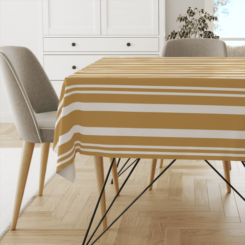 Obrus SUMMER wzór SM60 | pasy musztardowe przeplatane 