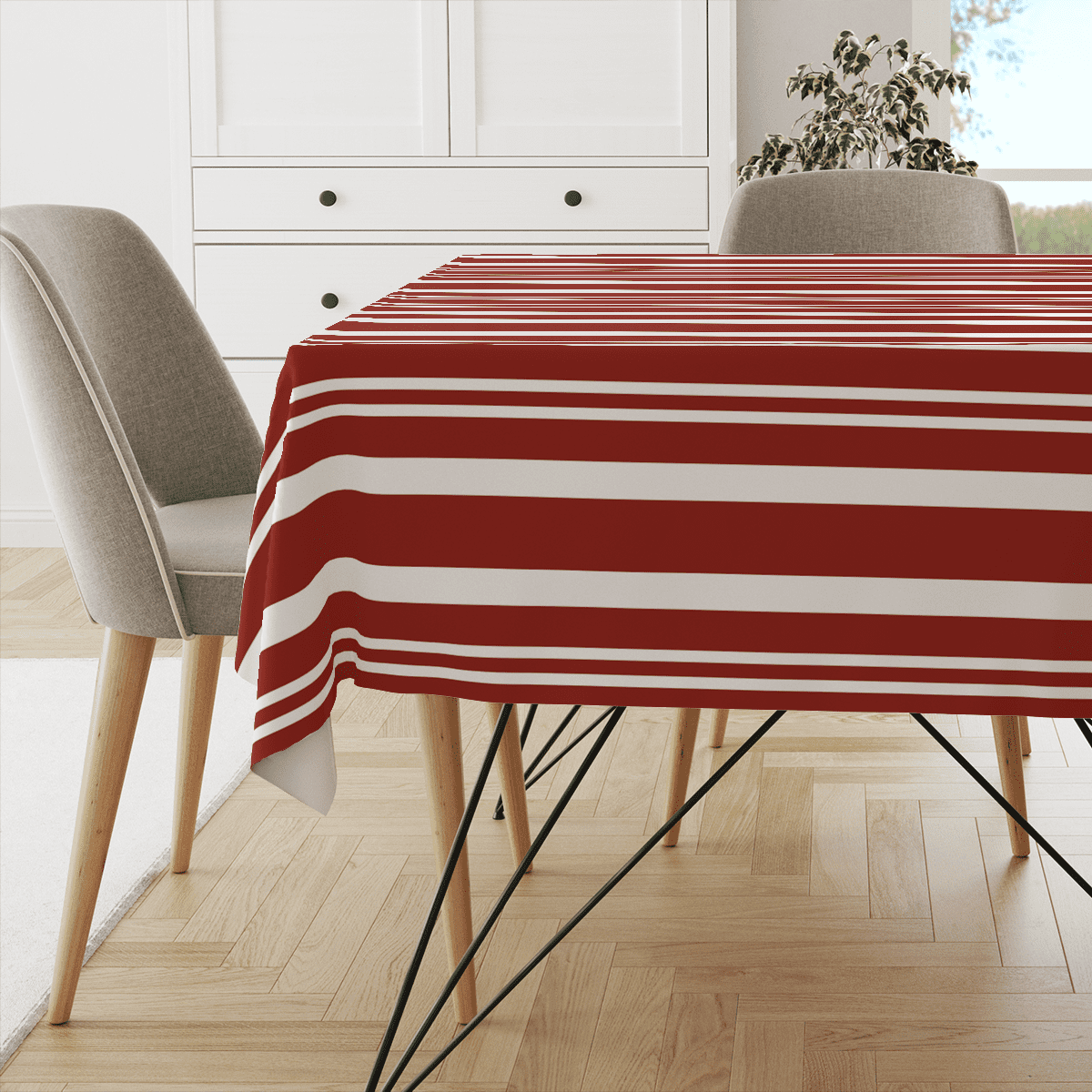 Obrus SUMMER wzór SM61 | pasy czerwone przeplatane