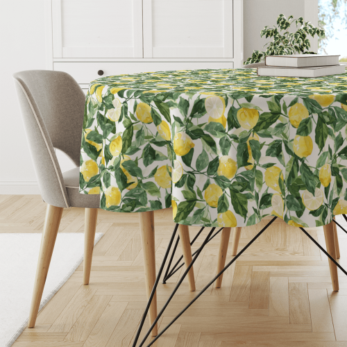 Obrus okrągły SUMMER wzór SM62 | cytrynowy raj