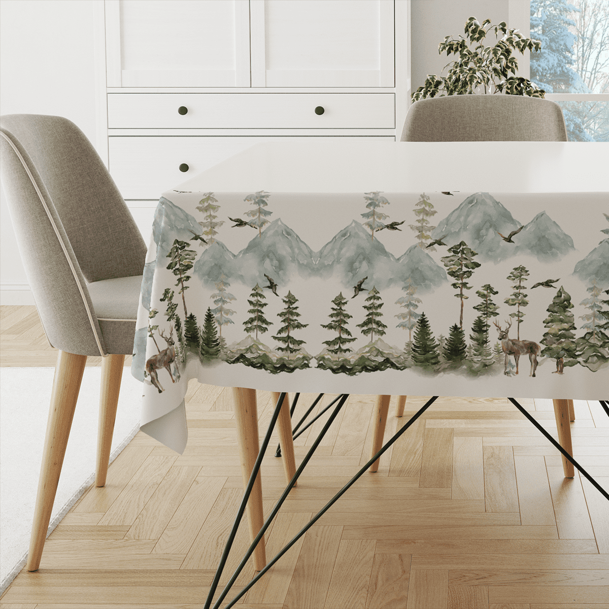 Obrus WINTER wzór BN51 | Leśny pejzaż