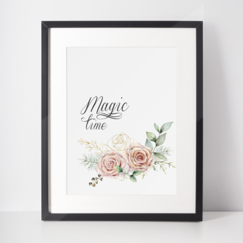 Plakat świąteczny WINTER | magic time i kwiaty
