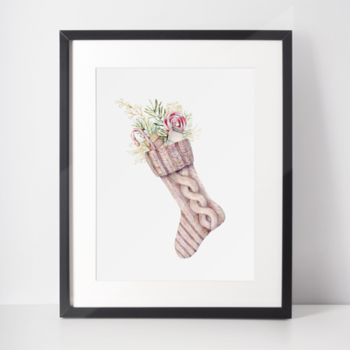 Plakat świąteczny WINTER | pastelowa skarpeta
