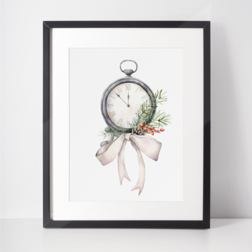 Plakat świąteczny WINTER | świąteczny zegar