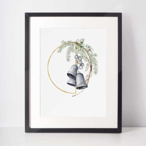 Plakat świąteczny WINTER | wianek z dzwonkami