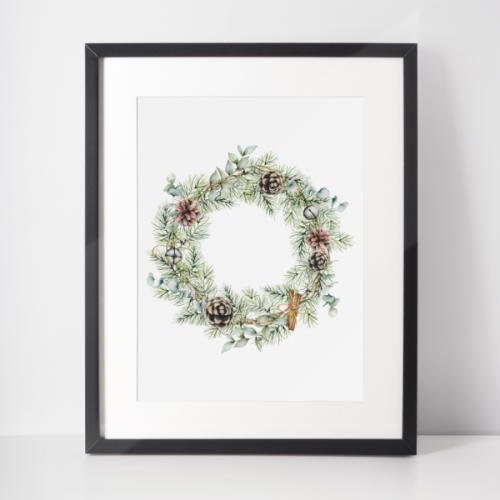 Plakat świąteczny WINTER | wianek z szyszkami