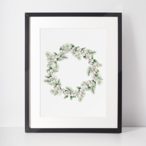 Plakat świąteczny WINTER | zimowy biały wianek