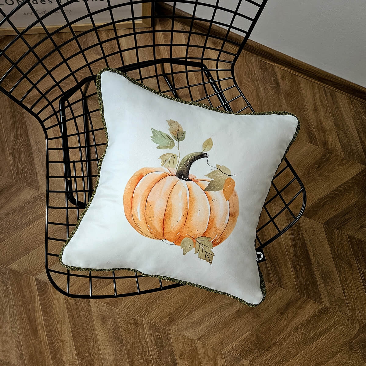 Poduszka AUTUMN BOUCLE wzór AT38 | pomarańczowa dynia