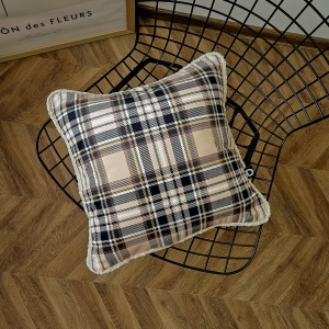 Poduszka AUTUMN BOUCLE wzór AT41 | beżowa jesienna krata