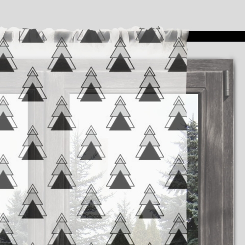 Firana świąteczna WINTER wzór BN04 | geometryczne, nowoczesne choinki