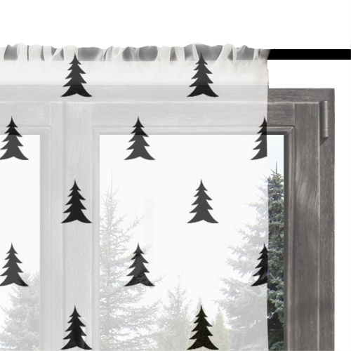 Firana świąteczna WINTER wzór BN05 | czarne, skandynawskie choinki