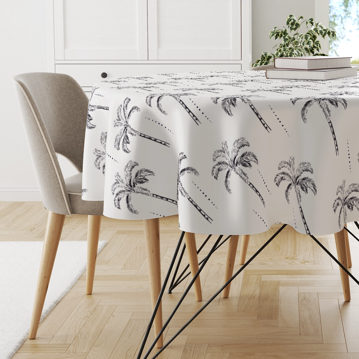 Obrus okrągły SUMMER wzór SM04 | palmy boho