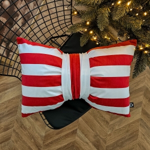 Poduszka XMAS wzór XM52 | Kokarda w paski czerwona