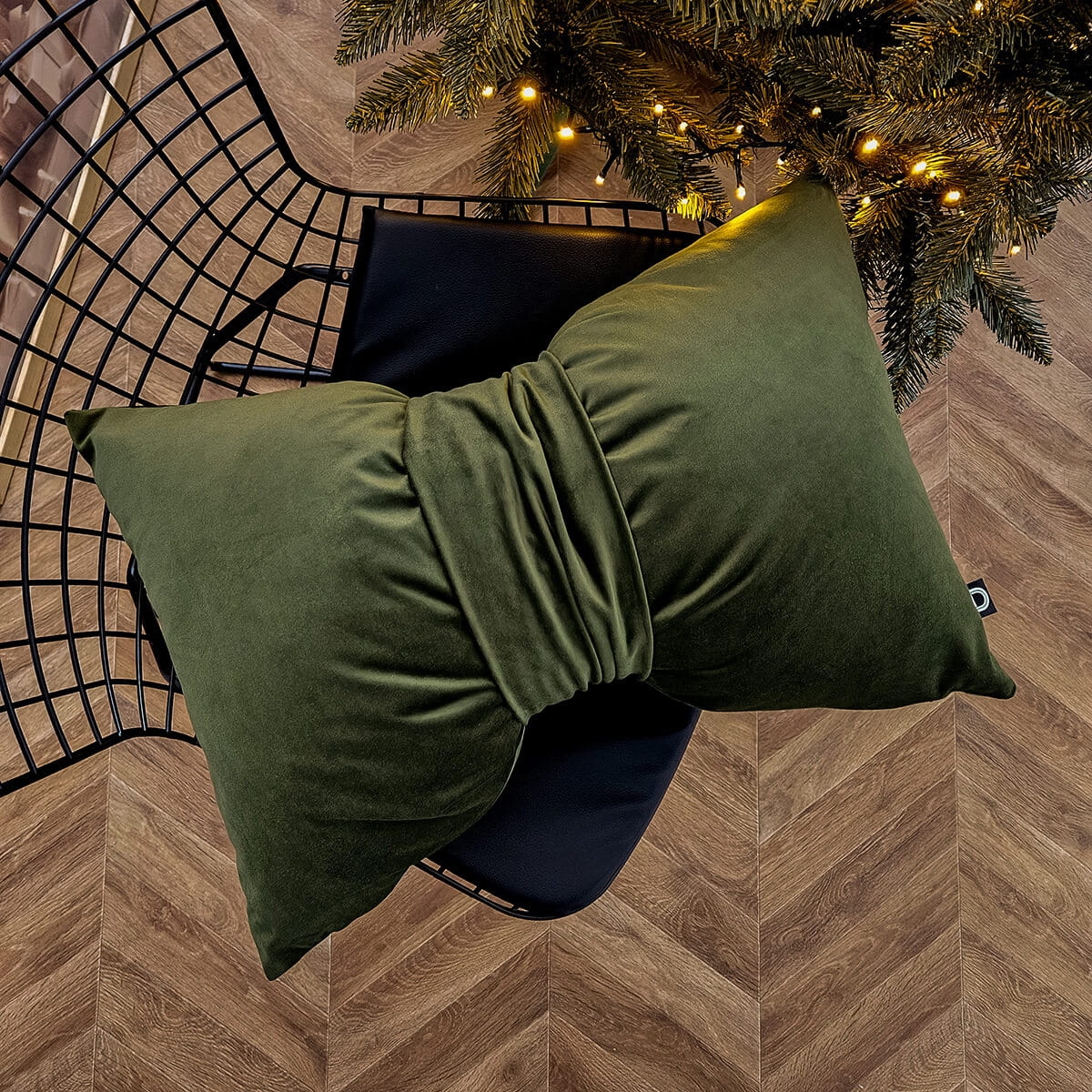 Poduszka XMAS wzór XM49 | Kokarda oliwkowa