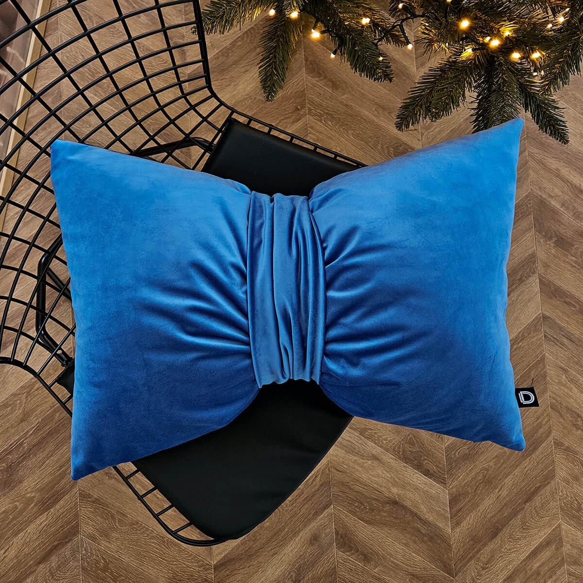 Poduszka XMAS wzór XM51 | Kokarda niebieska