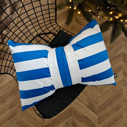 Poduszka XMAS wzór XM58 | Kokarda w paski niebieska