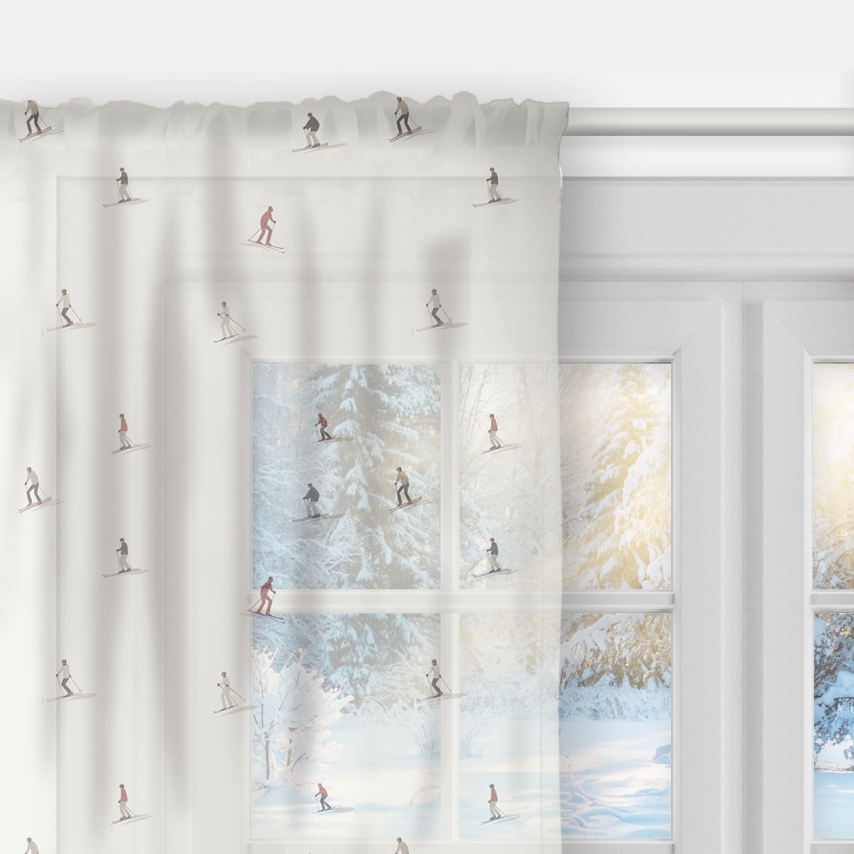 Firana WINTER wzór BN76 | Narciarze