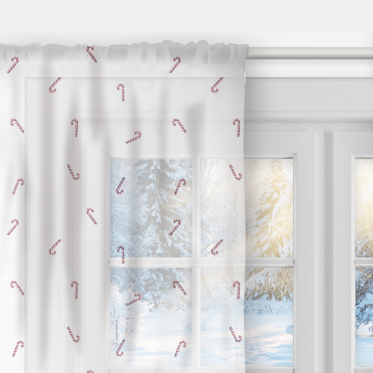 Firana WINTER wzór BN77 | Mini laski świąteczne