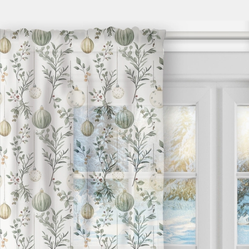 Firana WINTER wzór BN82 | Pastelowe bombki 