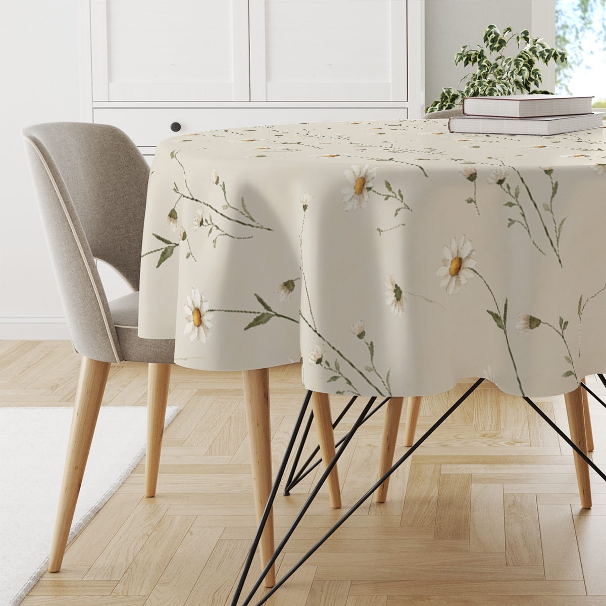Obrus okrągły SPRING wzór SP25 | stokrotki