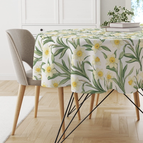 Obrus okrągły SPRING wzór SP01 | delikatne żonkile