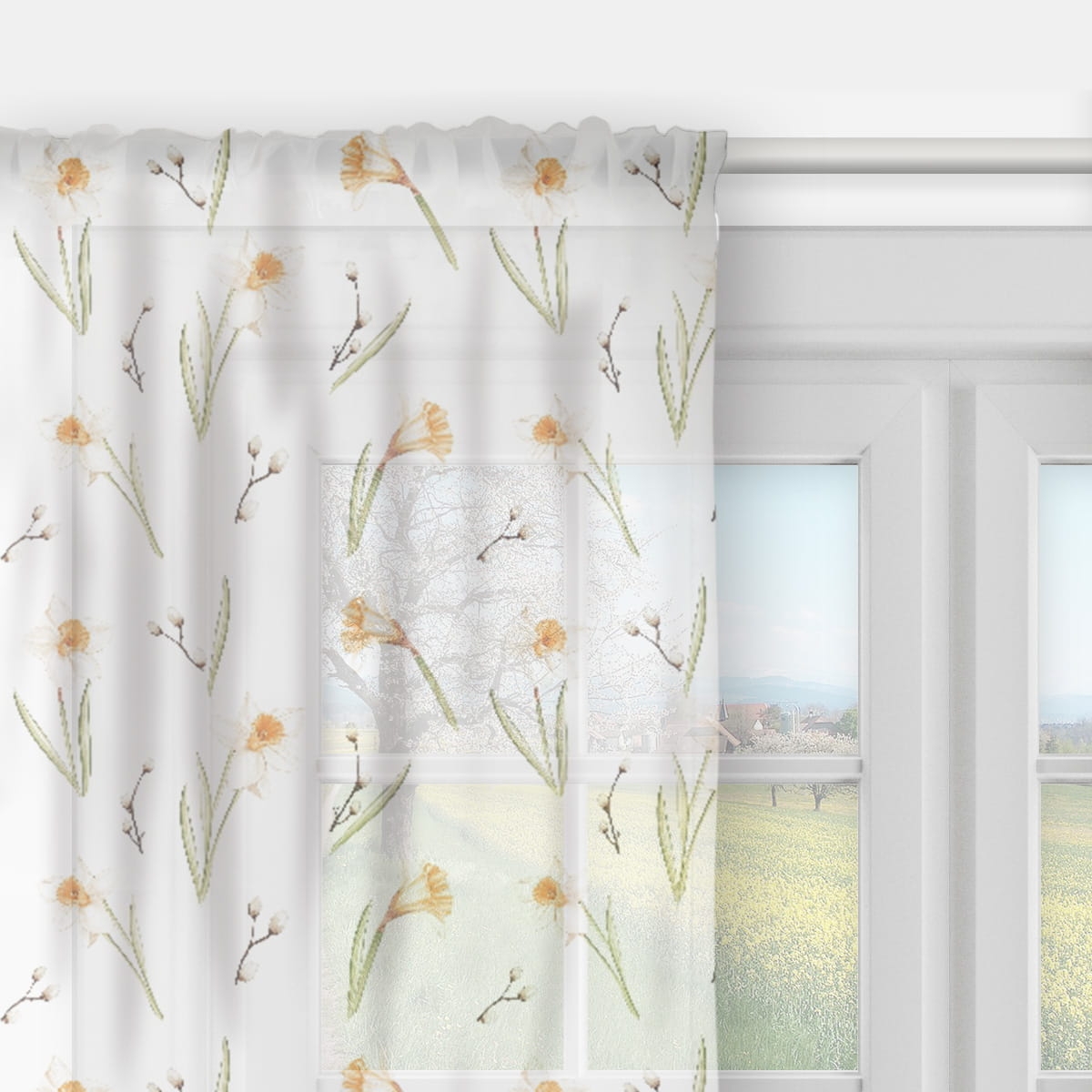 Firana SPRING wzór SP10 | żonkile i bazie