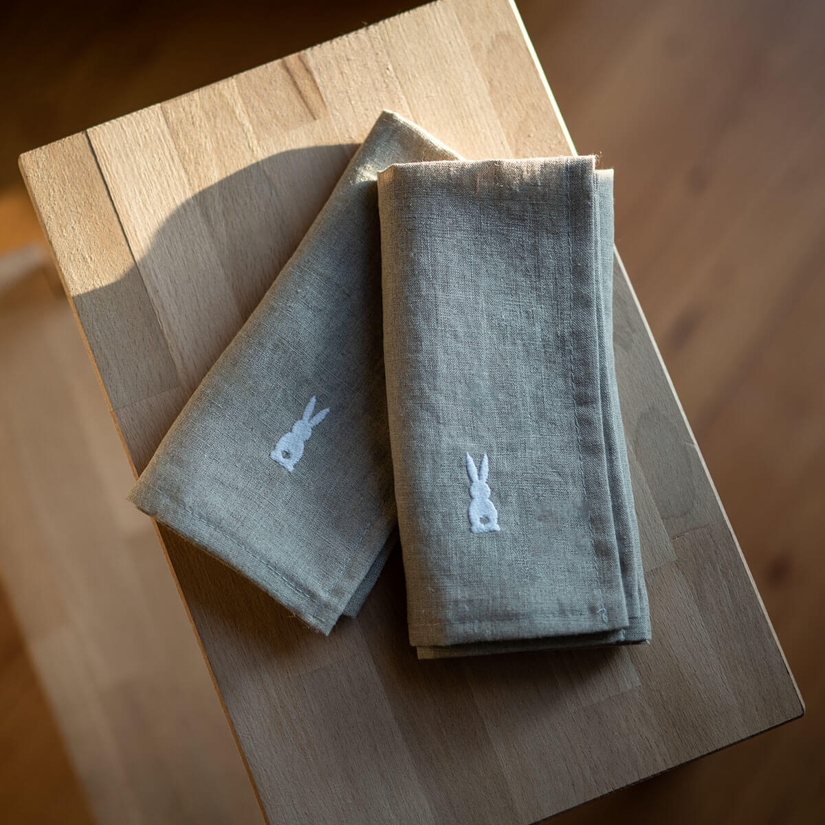 Komplet 2 lnianych podkładek z haftem LINEN | natural