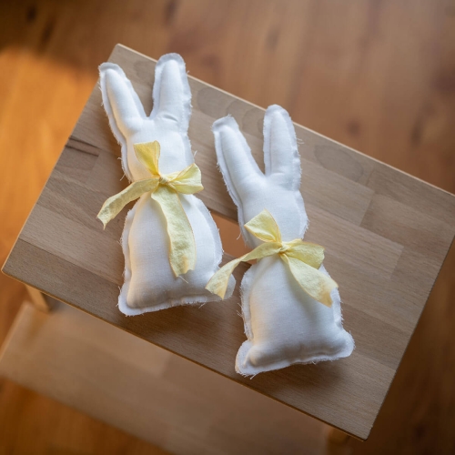 Zestaw 2 lnianych królików LINEN | white  