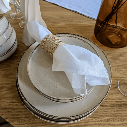 Komplet 2 lnianych serwetek LINEN | white