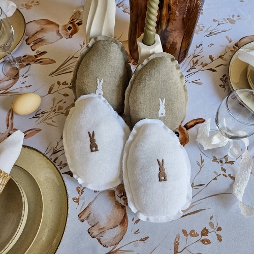 Zestaw 4 lnianych pisanek LINEN | white & natural