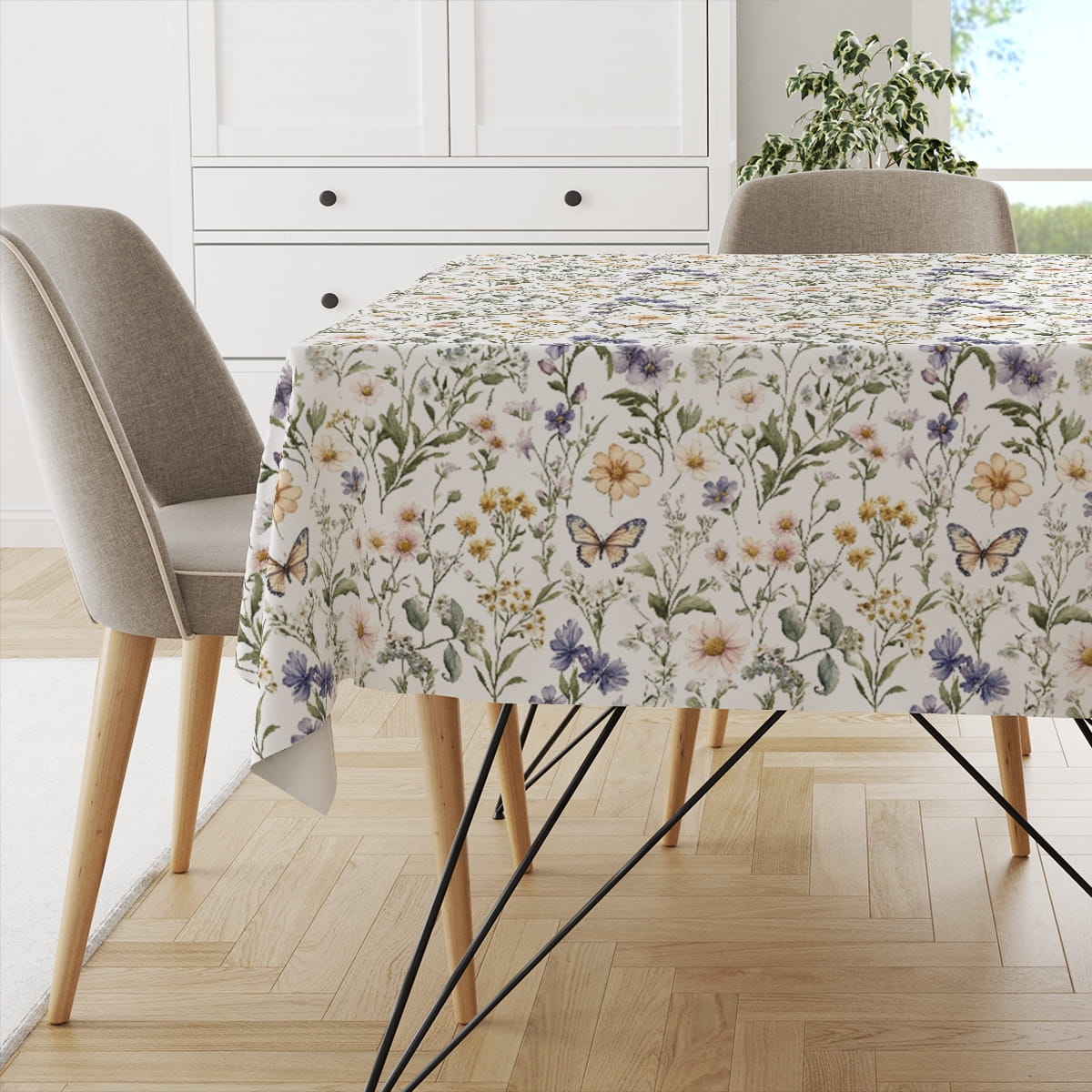 Obrus FLORAL wzór F44 | kwiatki i motyle