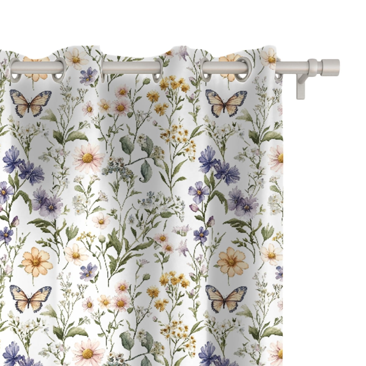Zasłona FLORAL wzór F44 | kwiatki i motyle