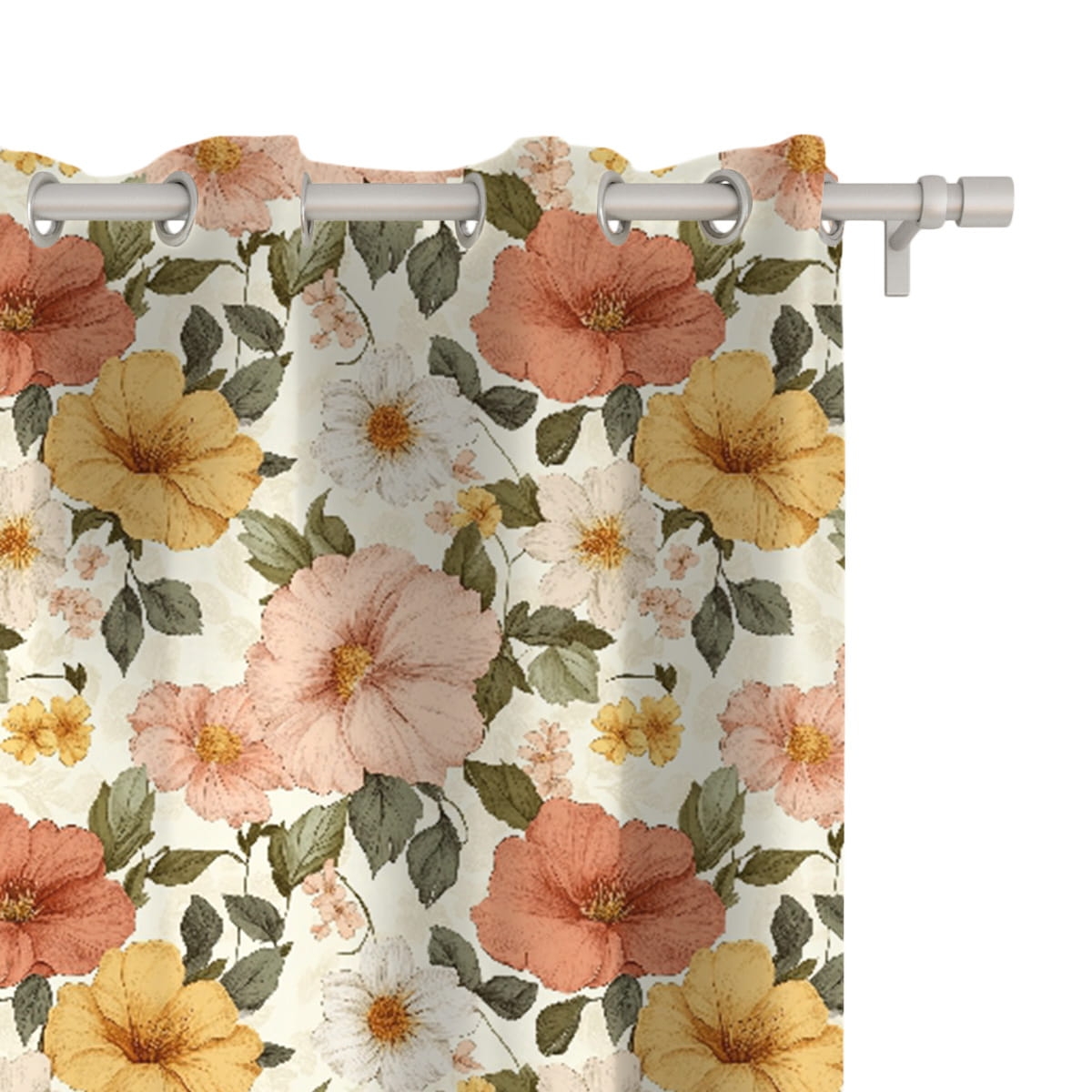 Zasłona FLORAL wzór F45 | kwiaty w sepii