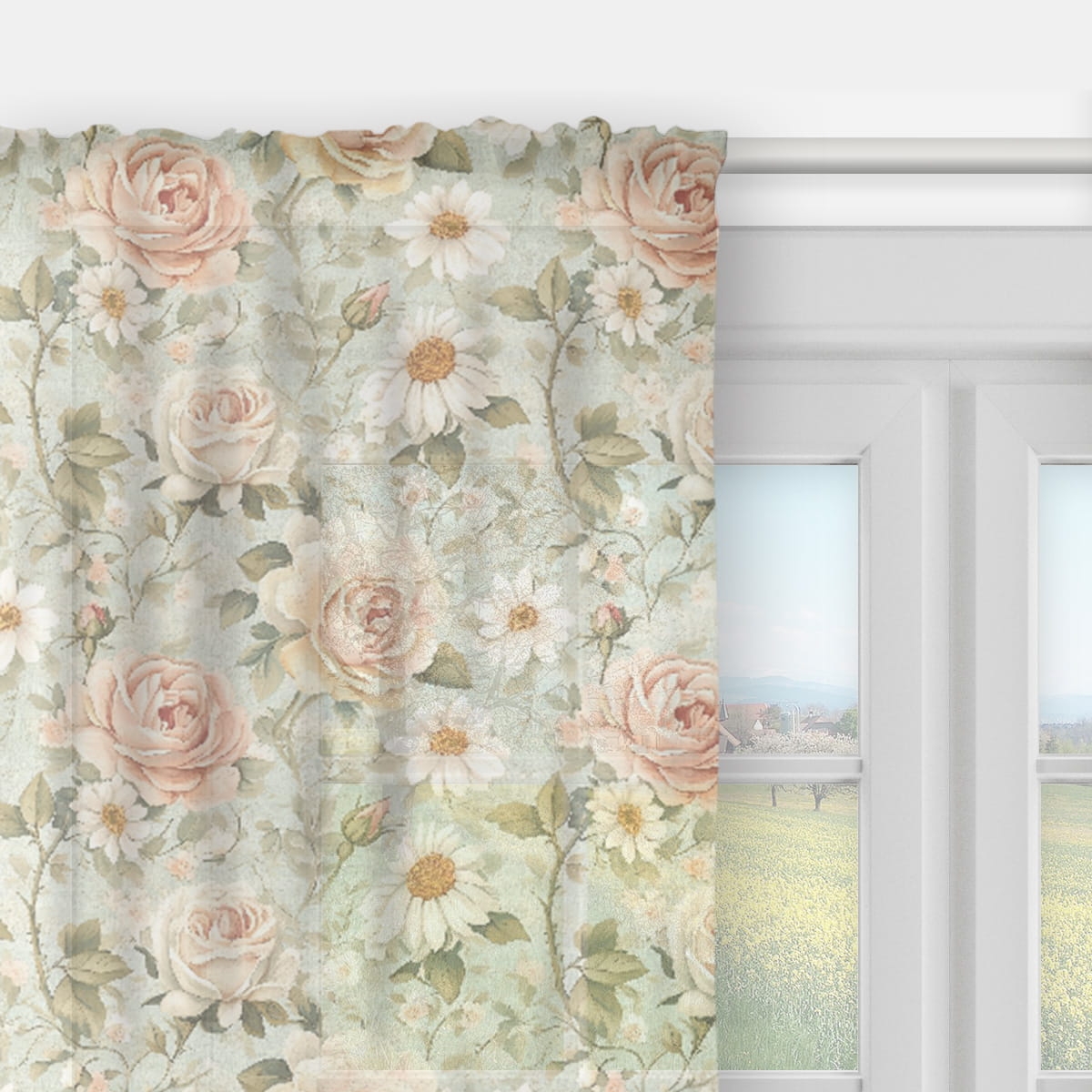 Firana FLORAL wzór F47 | róże vintage