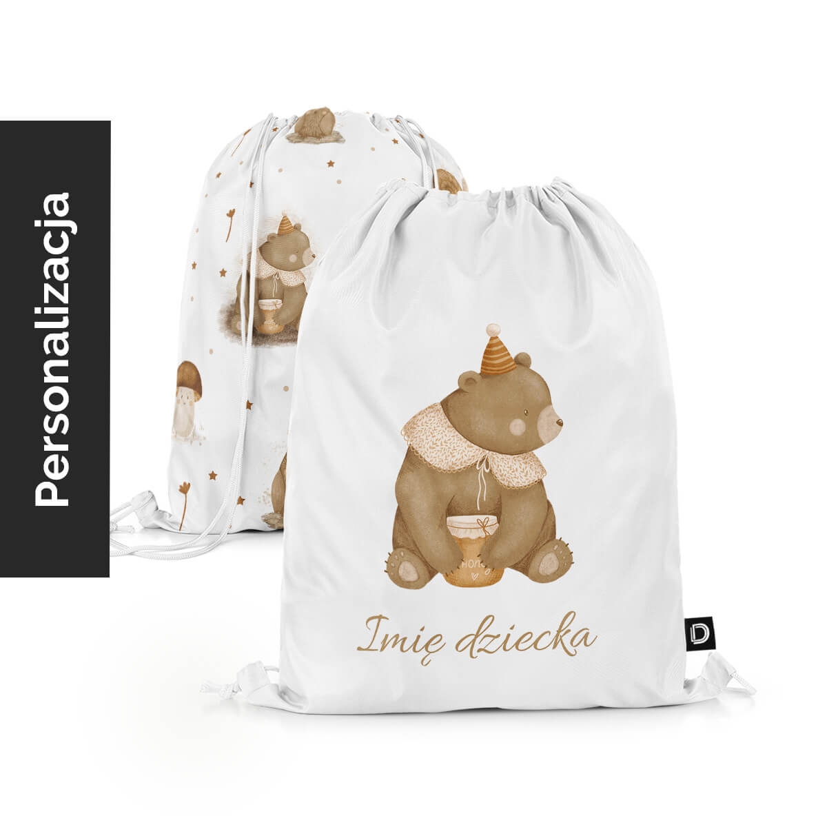 Plecak Worek dla dzieci FOREST FRIENDS wzór D259 z imieniem | impreza zwierząt
