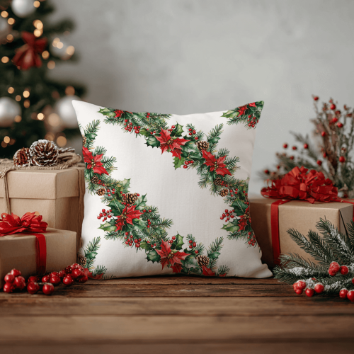 Poduszka WINTER wzór BN84 | klasyczne świąteczne girlandy